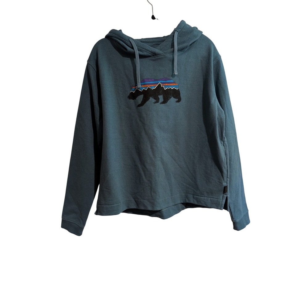 Patagonia Uprisal Hoody Mens XL Blue Fitz‎ Roy Bear Graphic Pullover Sweatshirt